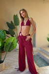 Beach Tie Trousers in Cherry Glitter