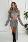 MIMI Knitted Skirt Set in Grey