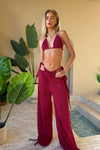 Beach Tie Trousers in Cherry Glitter