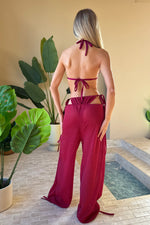 Beach Tie Trousers in Cherry Glitter