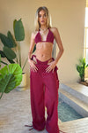 Beach Tie Trousers in Cherry Glitter