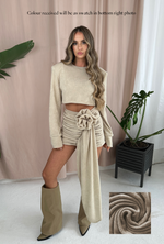 MIMI Knitted Skirt Set in Taupe