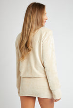 BRYNN Dress in Light Beige Velour