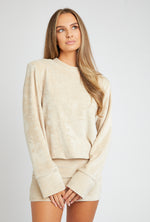 BRYNN Dress in Light Beige Velour