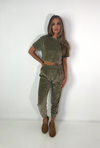 AVA Classic Jogger Set in Khaki Velour