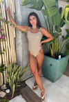 ROSIE Swimsuit In Taupe Textured Fabric (IN STOCK)