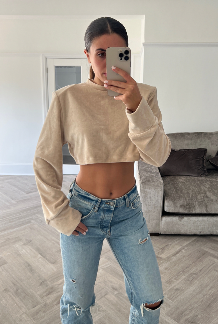 ALEXA Top in Taupe Velour