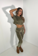 AVA Classic Jogger Set in Khaki Velour