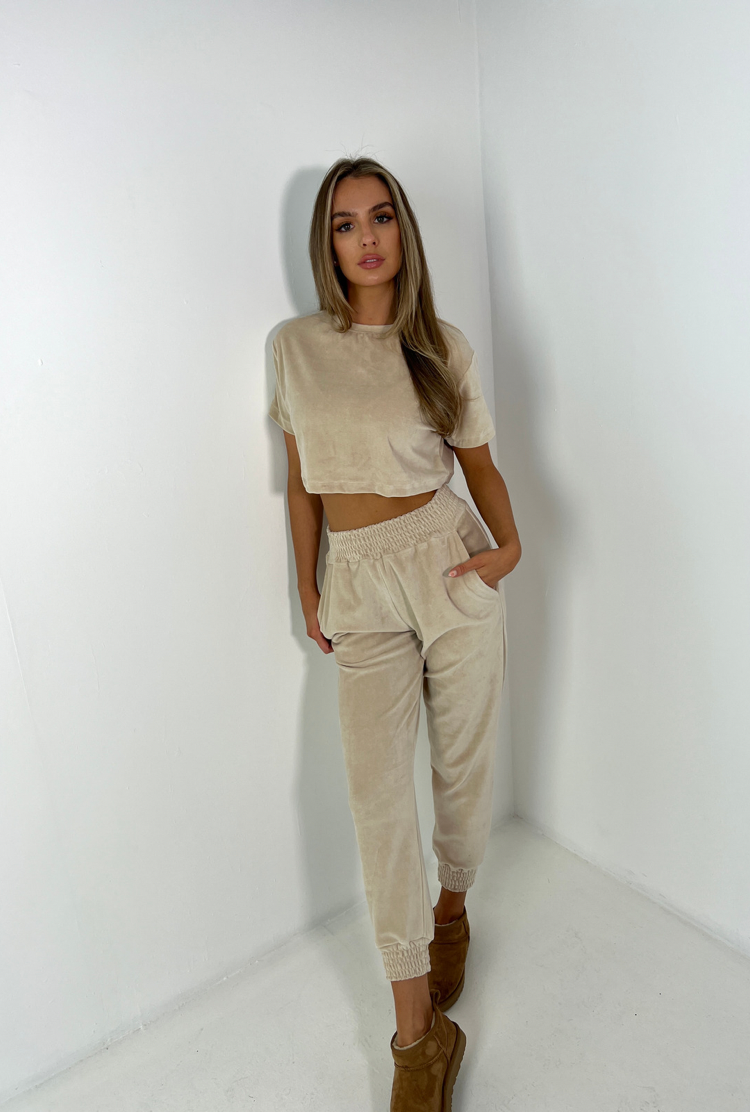 AVA Classic Jogger Set in Taupe Velour