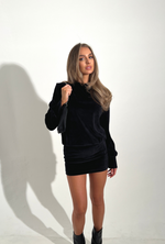 BRYNN Dress in Black Velour