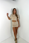 AVA Skirt Set in Taupe Velour